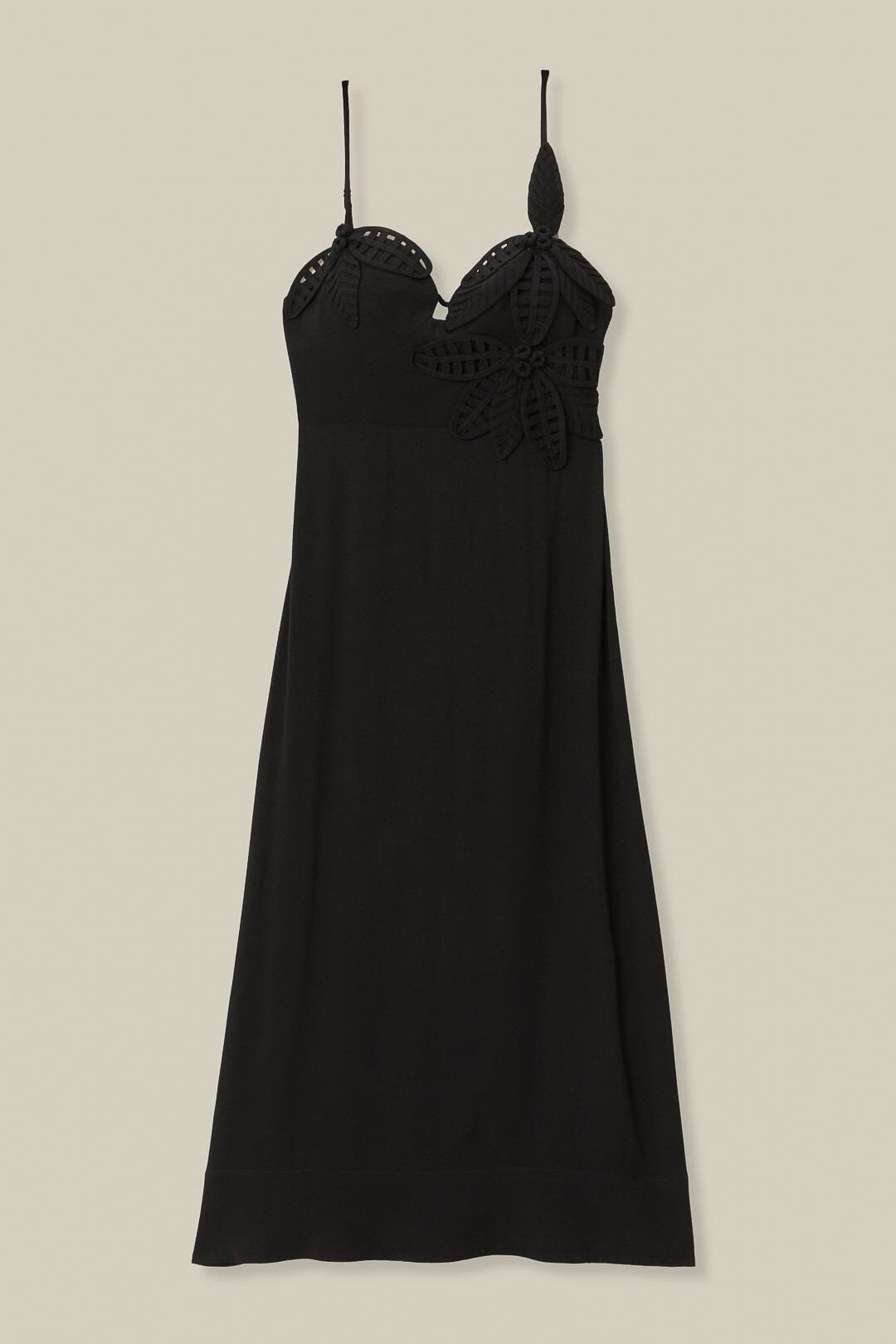 FARM Rio Black Flowered Bust Midi Dress