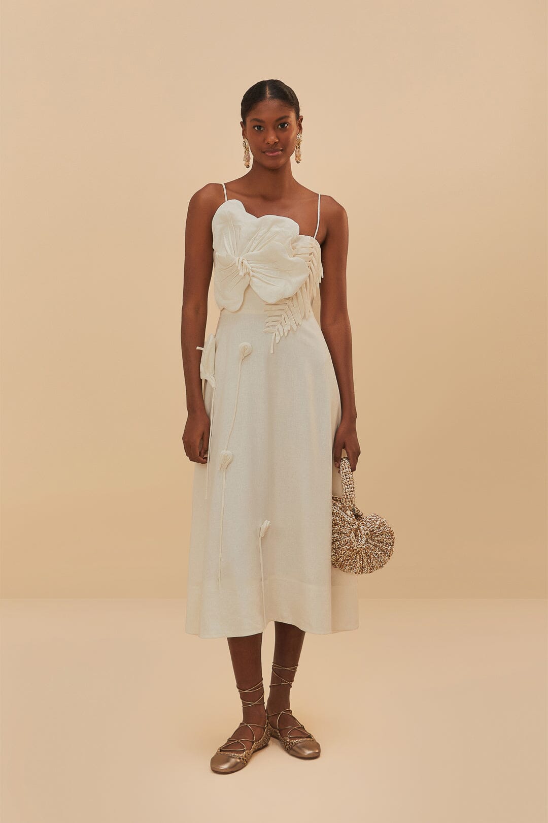 FARM Rio Off-White Garden LENZING™ ECOVERO™ Euroflax™ Midi Dress