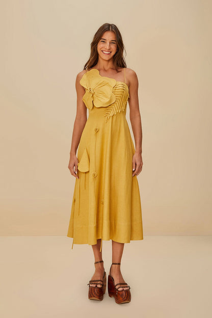 FARM Rio Sand Garden LENZING™ ECOVERO™ Euroflax™ Midi Dress