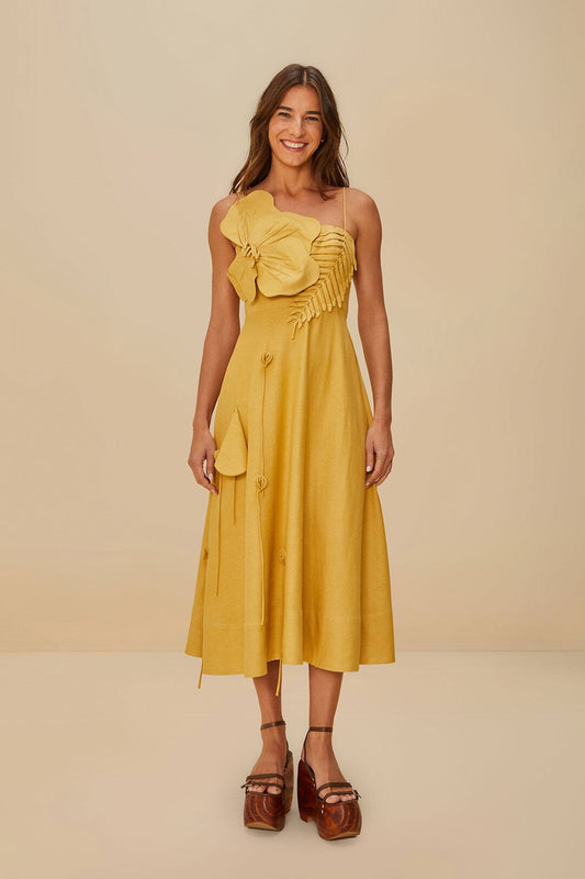 FARM Rio Sand Garden LENZING™ ECOVERO™ Euroflax™ Midi Dress