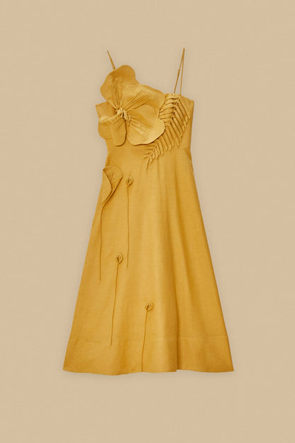 FARM Rio Sand Garden LENZING™ ECOVERO™ Euroflax™ Midi Dress