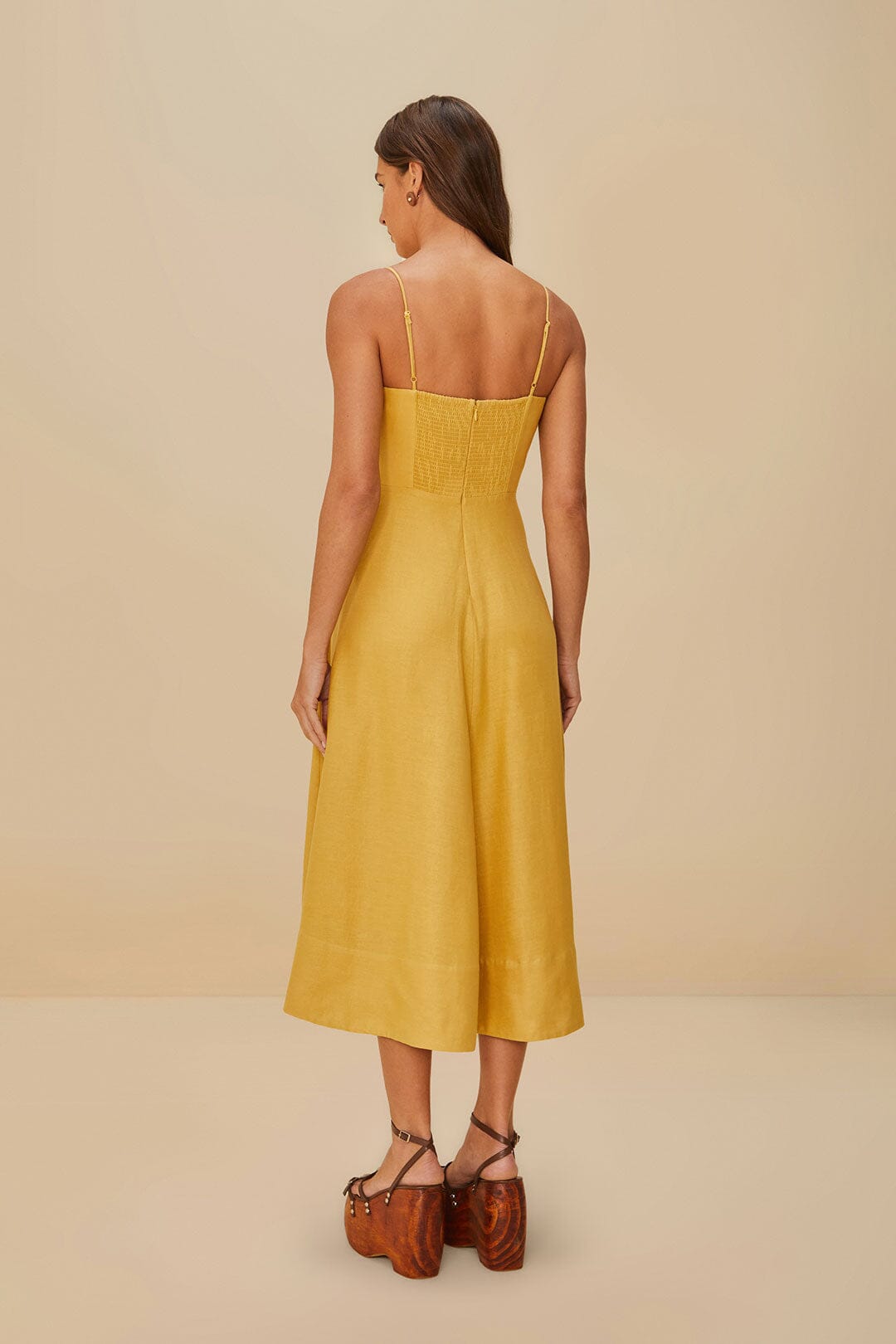 FARM Rio Sand Garden LENZING™ ECOVERO™ Euroflax™ Midi Dress
