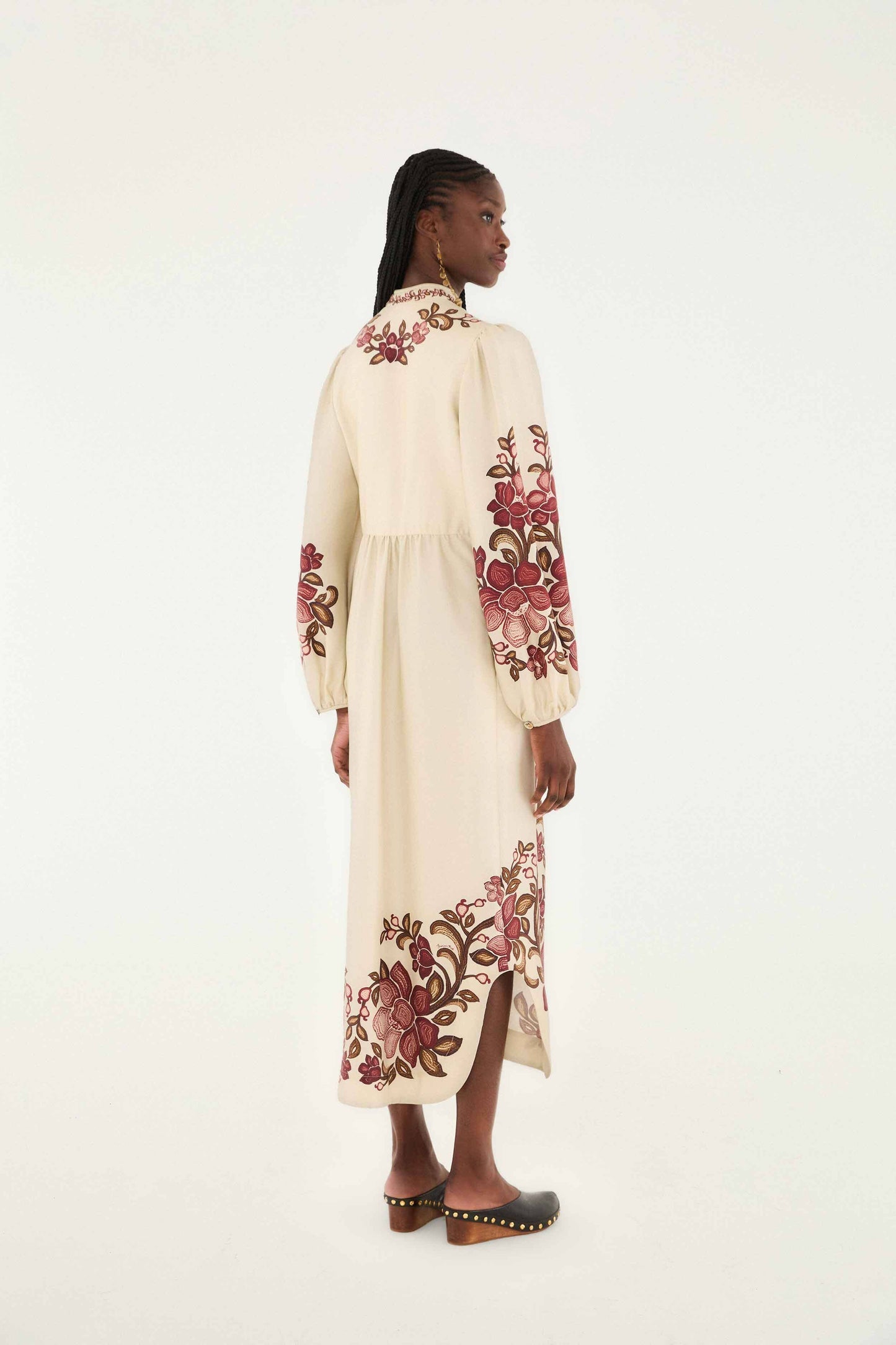 FARM Rio Sand Renata Floral Long Sleeve Midi Dress | FARM Rio