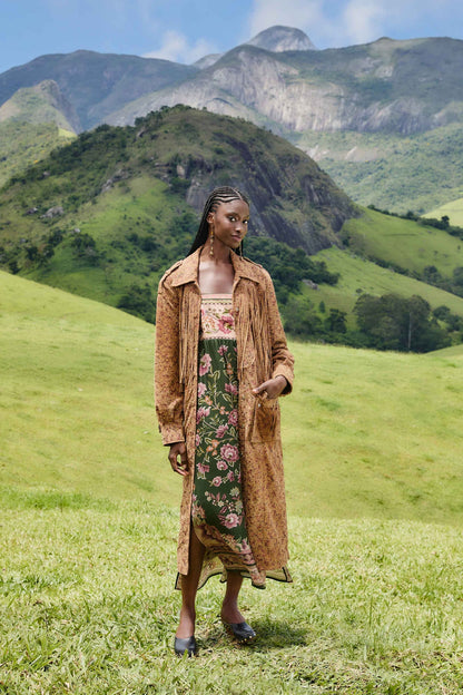 FARM Rio Green Flowering Garden Tree Sleveeless Midi Dress | FARM Rio