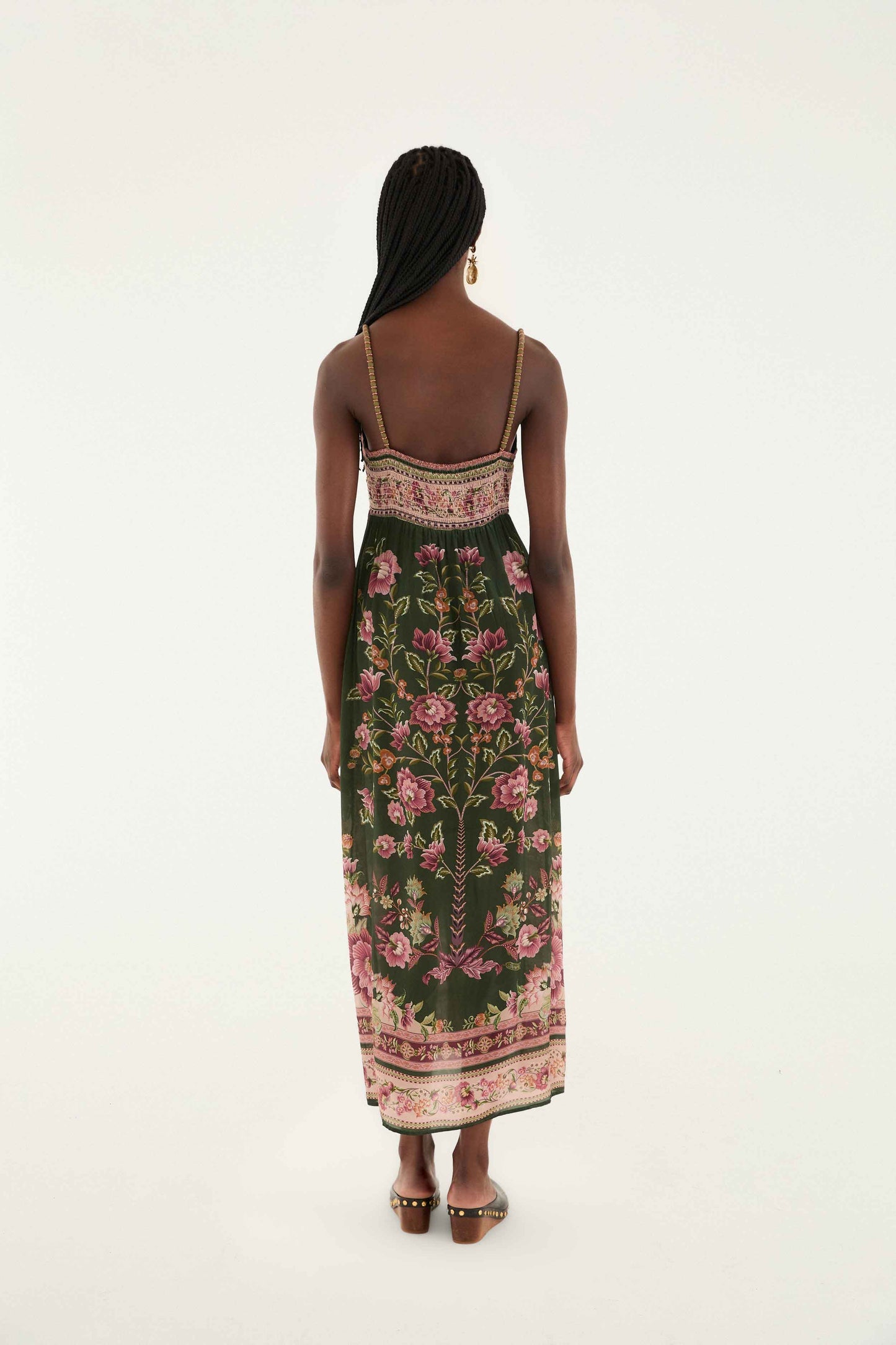FARM Rio Green Flowering Garden Tree Sleveeless Midi Dress | FARM Rio