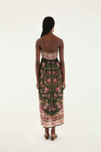 FARM Rio Green Flowering Garden Tree Sleveeless Midi Dress | FARM Rio