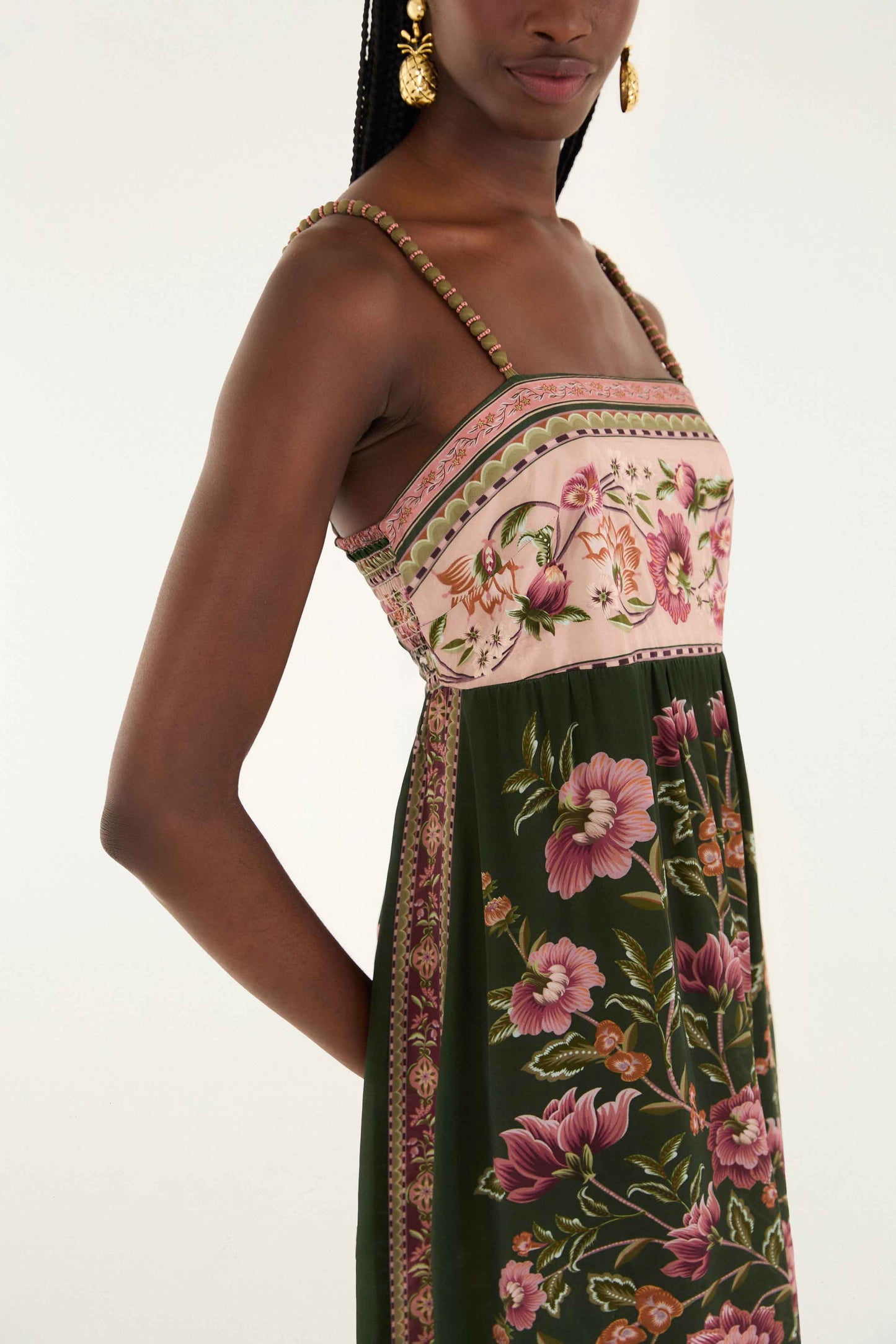 FARM Rio Green Flowering Garden Tree Sleveeless Midi Dress | FARM Rio