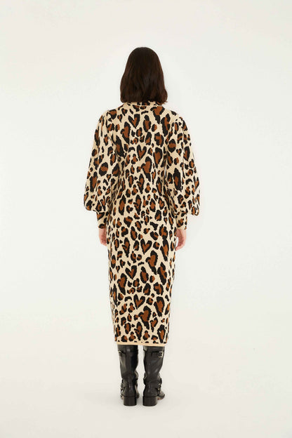 FARM Rio Leopard Print Knit Midi Dress | FARM Rio