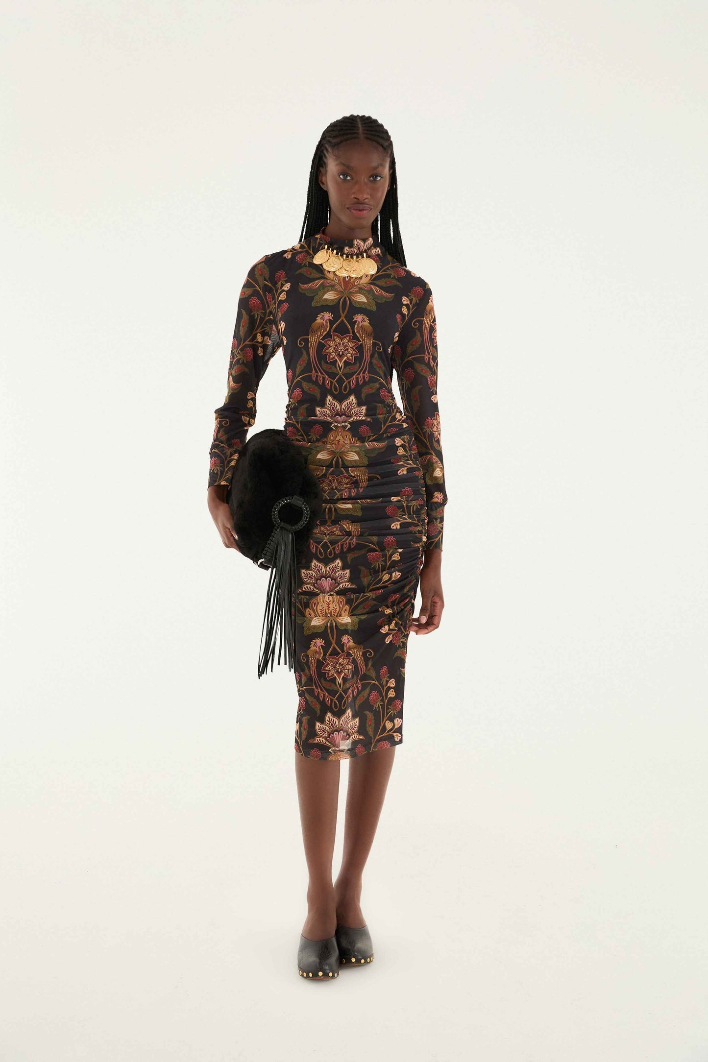 FARM Rio Black Berry Garden Tulle Midi Dress | FARM Rio