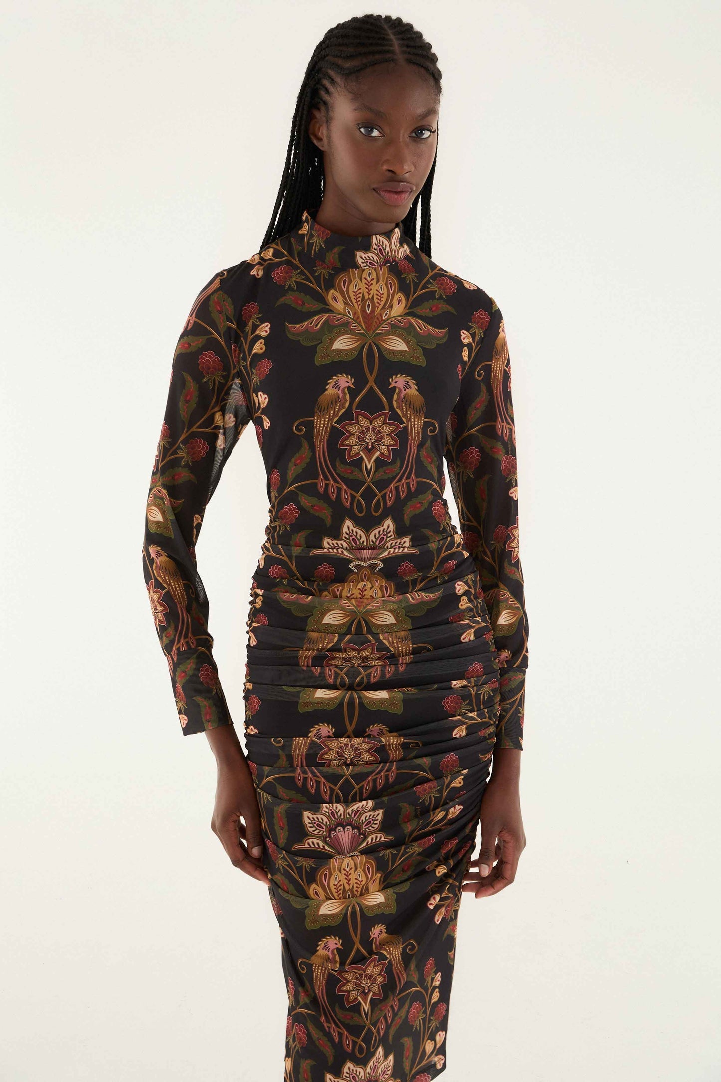 FARM Rio Black Berry Garden Tulle Midi Dress | FARM Rio