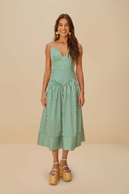 FARM Rio Bicolor Stripes Organic Cotton Midi Dress