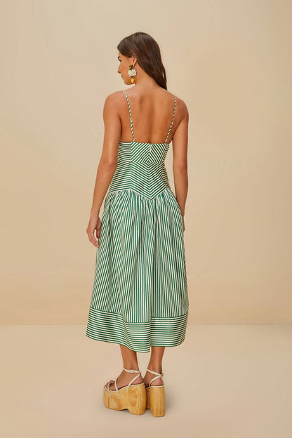 FARM Rio Bicolor Stripes Organic Cotton Midi Dress