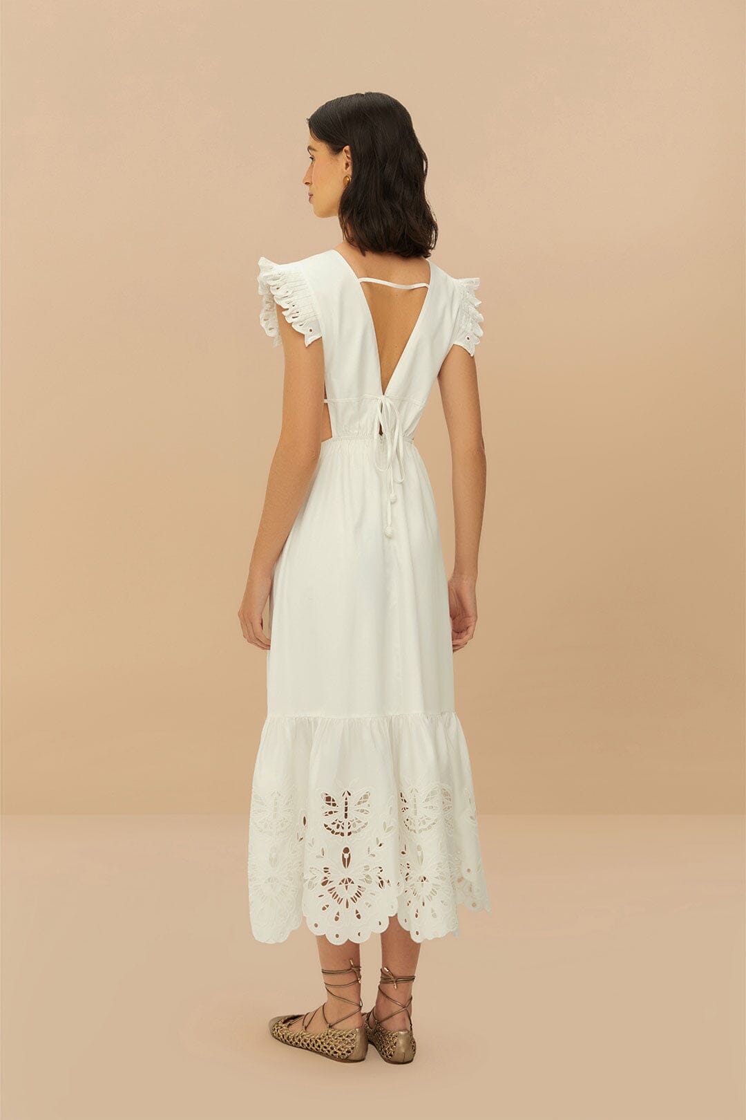 FARM Rio Off-White Butterfly Richelieu Midi Dress