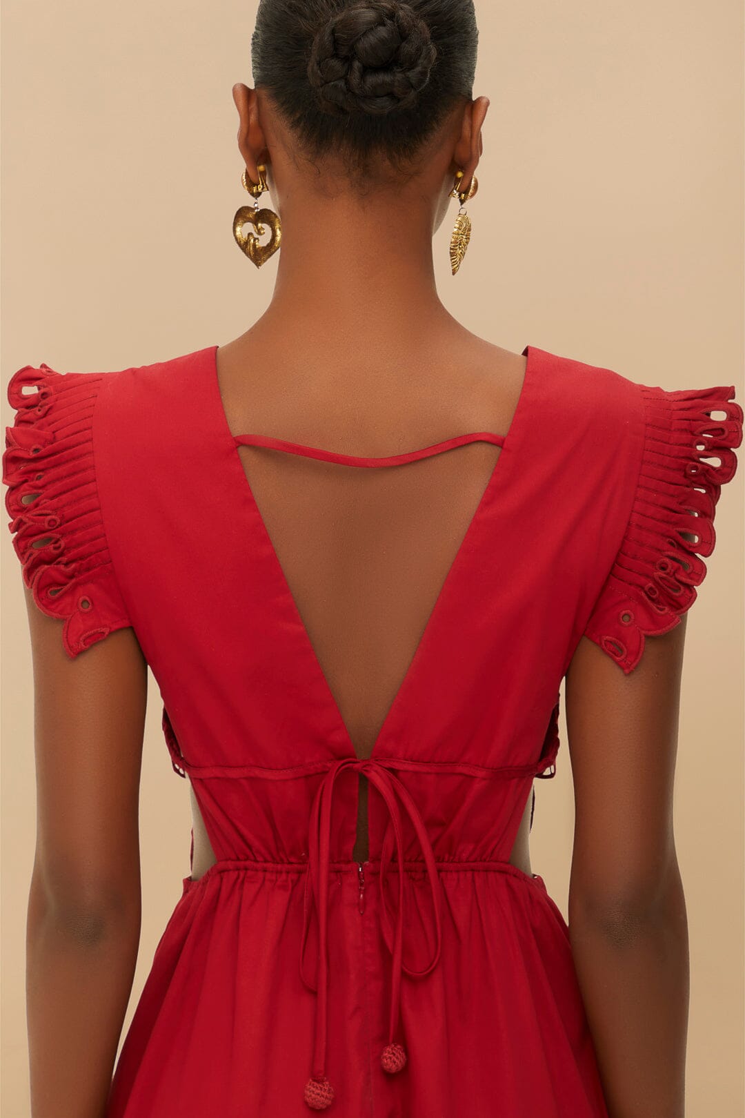 FARM Rio Red Butterfly Cut-Out Midi Dress
