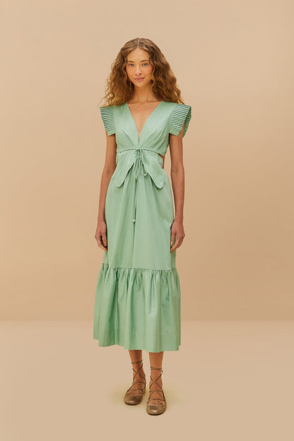 FARM Rio Light Green Butterfly Cut-Out Midi Dress