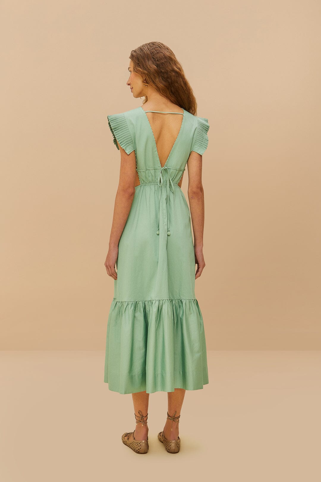 FARM Rio Light Green Butterfly Cut-Out Midi Dress