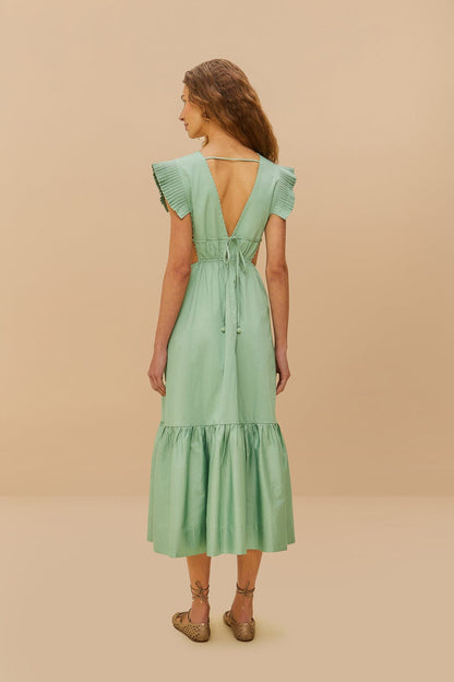 FARM Rio Light Green Butterfly Cut-Out Midi Dress