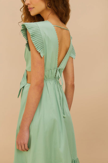 FARM Rio Light Green Butterfly Cut-Out Midi Dress