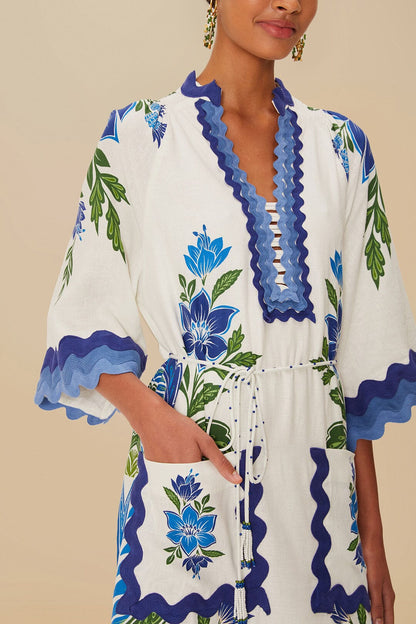 FARM Rio Off-White Tropicance Tunic LENZING™ ECOVERO™ Euroflax™ Midi Dress