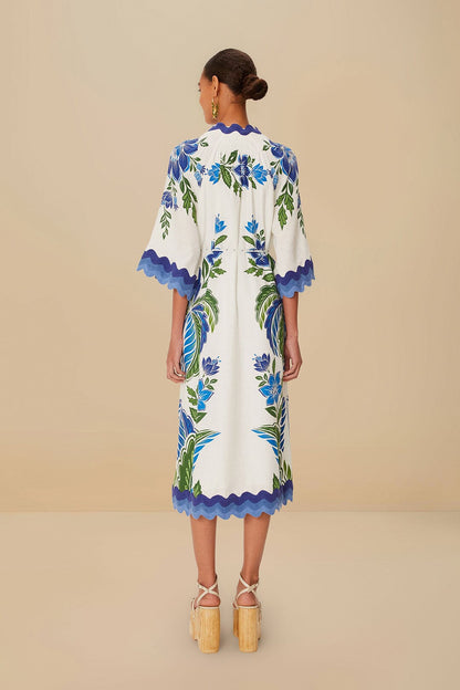 FARM Rio Off-White Tropicance Tunic LENZING™ ECOVERO™ Euroflax™ Midi Dress