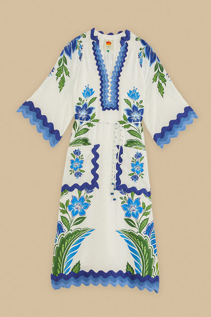 FARM Rio Off-White Tropicance Tunic LENZING™ ECOVERO™ Euroflax™ Midi Dress