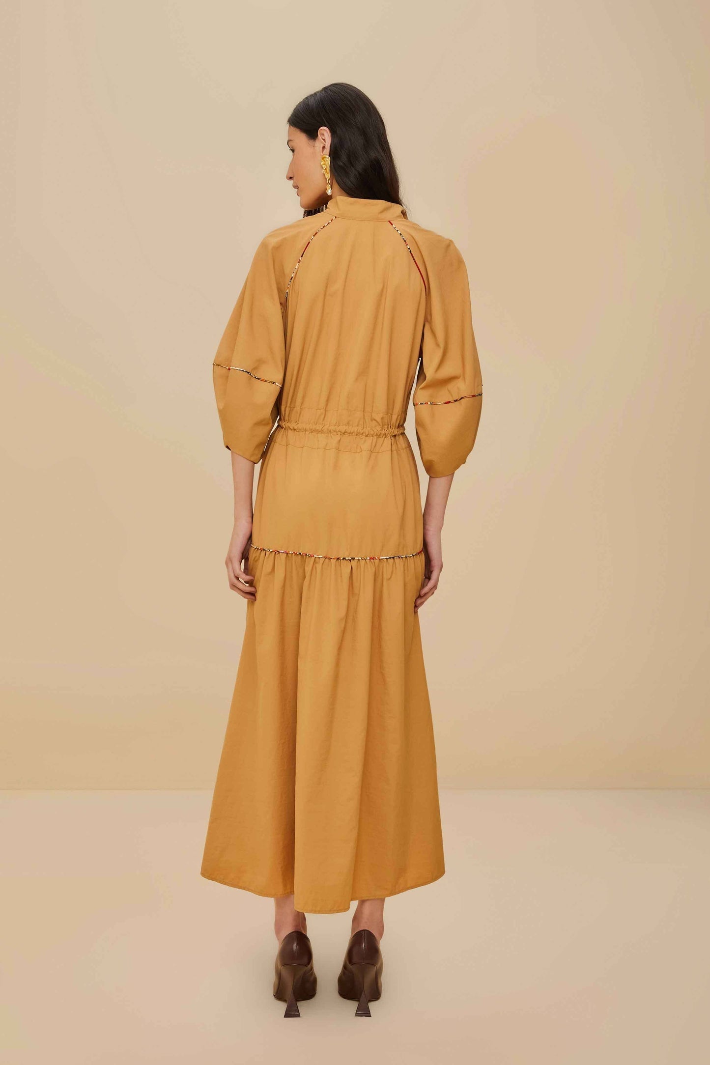 FARM Rio Caramel Chemise Midi Dress