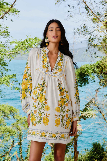 FARM Rio Off-White Sicily LENZING™ ECOVERO™ Euroflax™ Mini Dress
