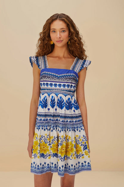 FARM Rio Off-White Zuli Organic Cotton Mini Dress