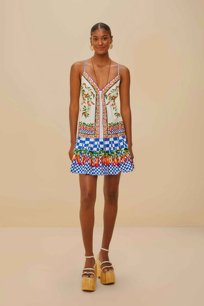 FARM Rio Off-White Picnic Peppers Ainika Organic Cotton Mini Dress