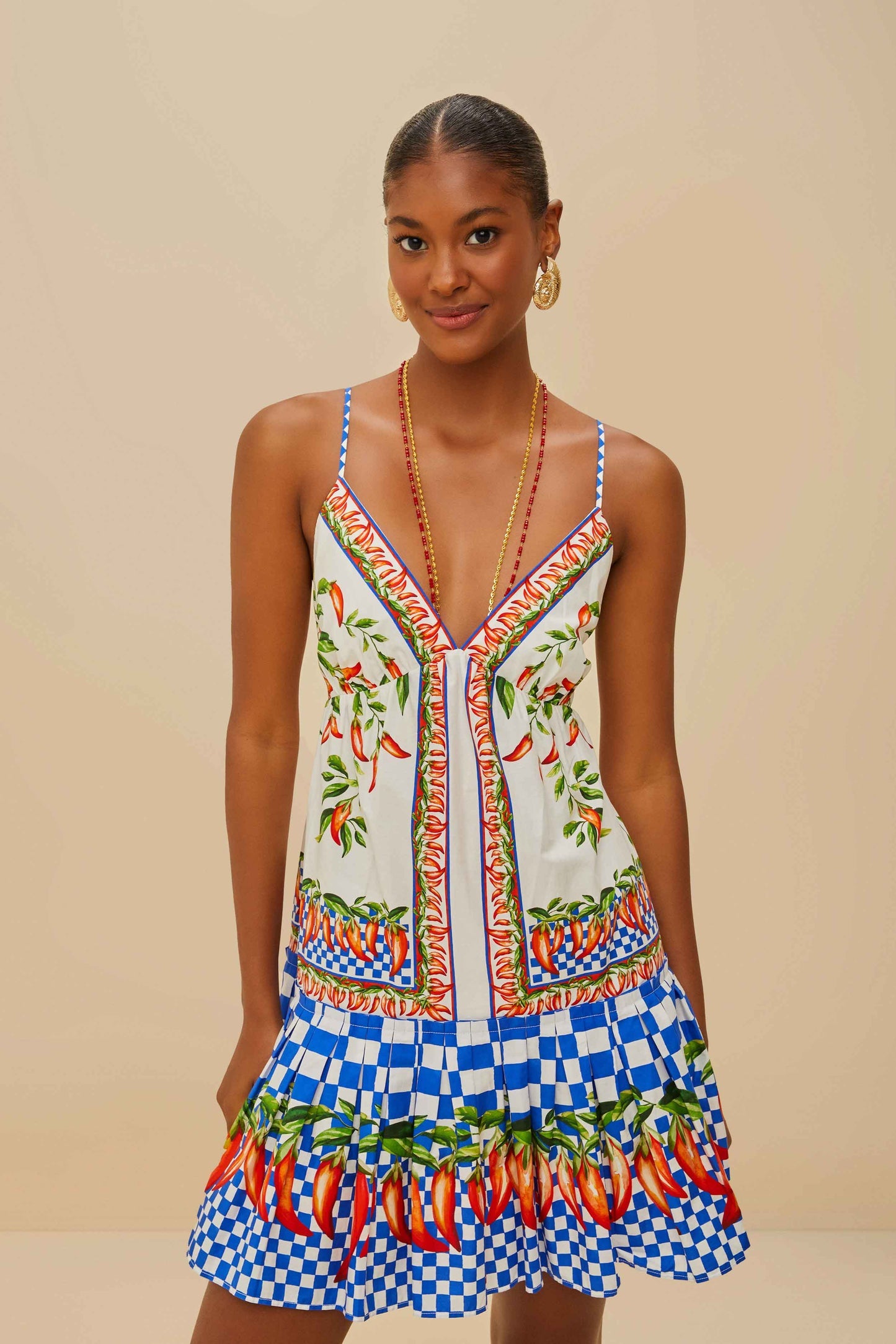 FARM Rio Off-White Picnic Peppers Ainika Organic Cotton Mini Dress