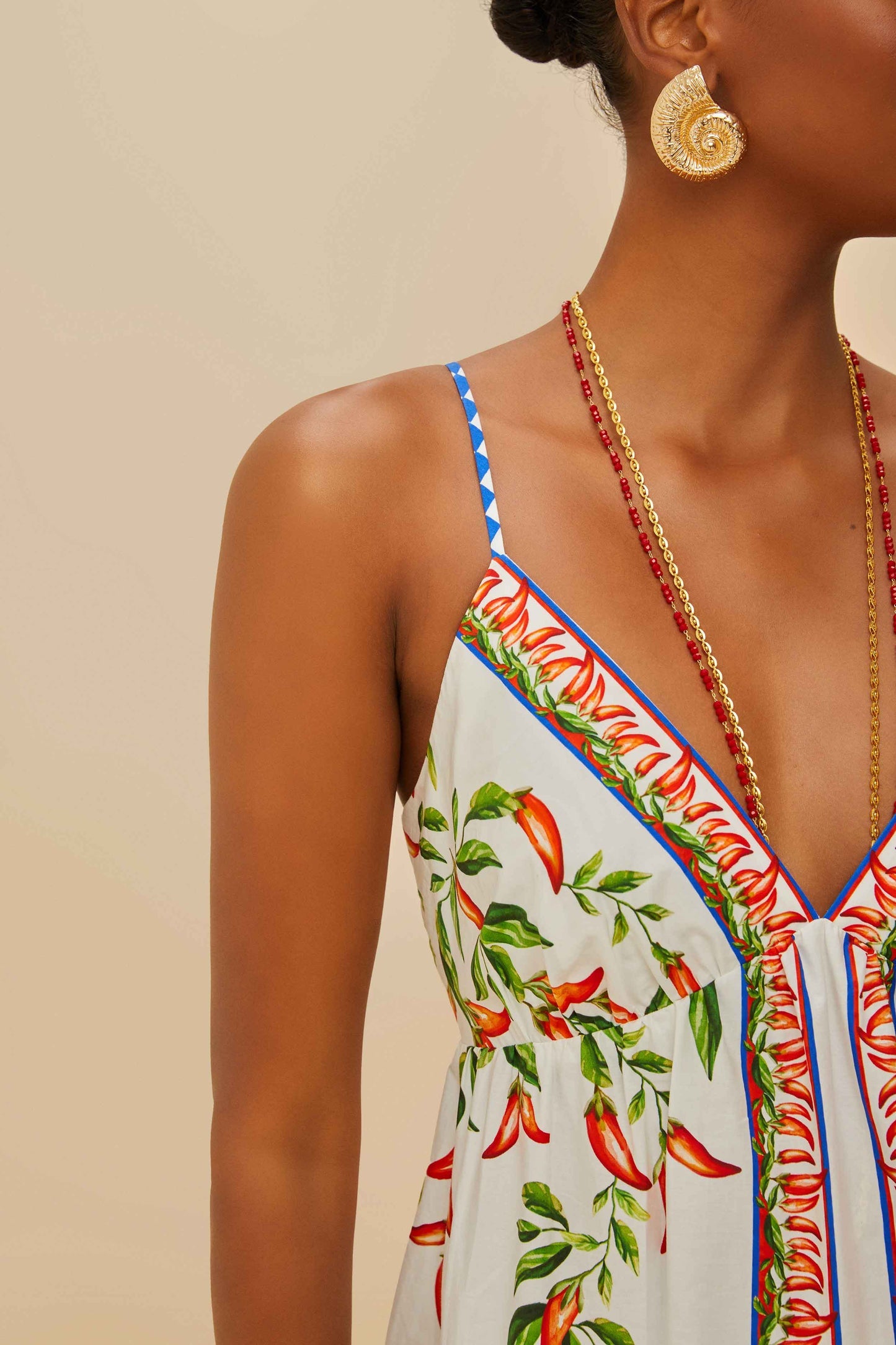 FARM Rio Off-White Picnic Peppers Ainika Organic Cotton Mini Dress