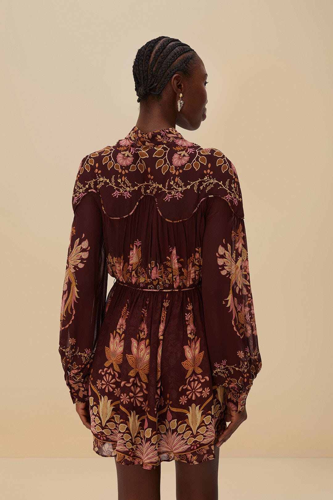 FARM Rio Burgundy Bella Knotted Neckline Mini Dress