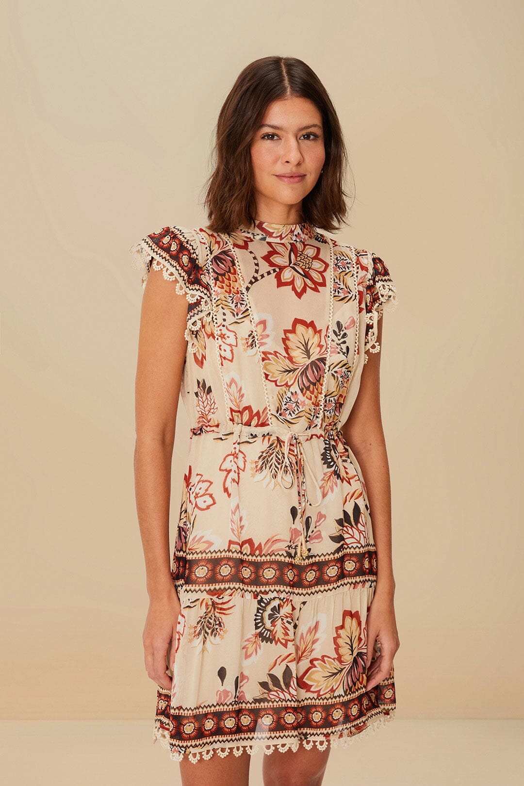 FARM Rio Sand Aura Floral Mini Dress