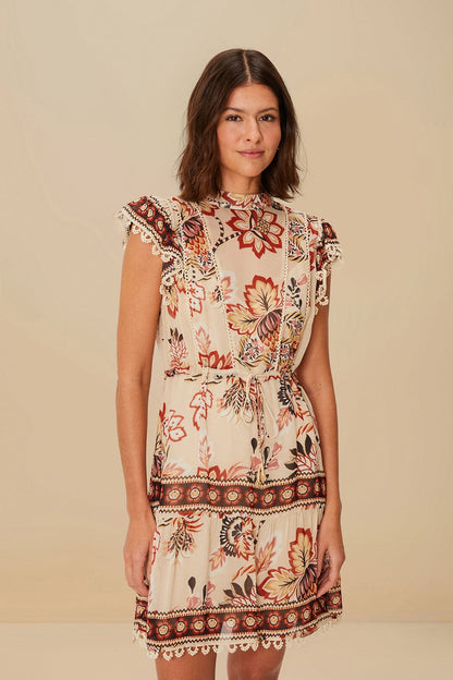 FARM Rio Sand Aura Floral Mini Dress