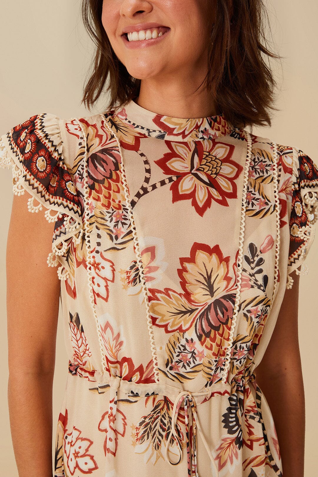 FARM Rio Sand Aura Floral Mini Dress