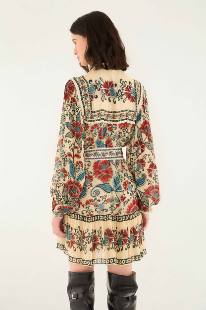 FARM Rio Sand Francesca Long Sleeve Mini Dress | FARM Rio