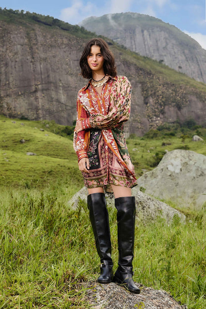 FARM Rio Mixed Winter Garden Lenzing™ Ecovero™ Viscose Mini Dress | FARM Rio