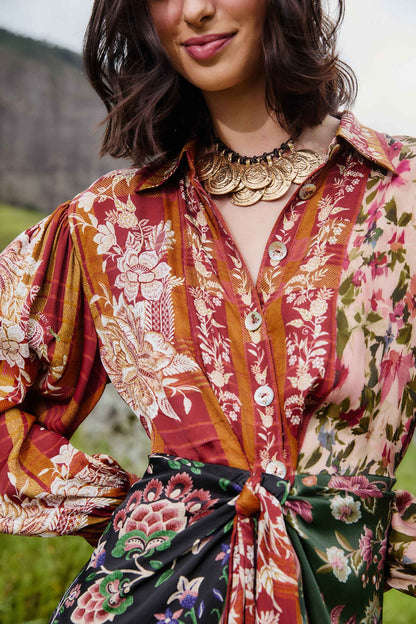 FARM Rio Mixed Winter Garden Lenzing™ Ecovero™ Viscose Mini Dress | FARM Rio