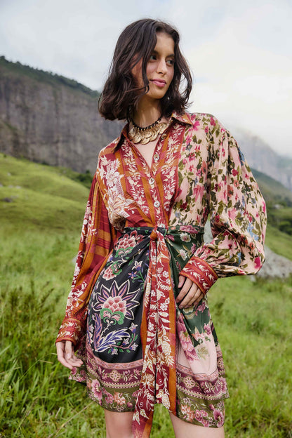 FARM Rio Mixed Winter Garden Lenzing™ Ecovero™ Viscose Mini Dress | FARM Rio