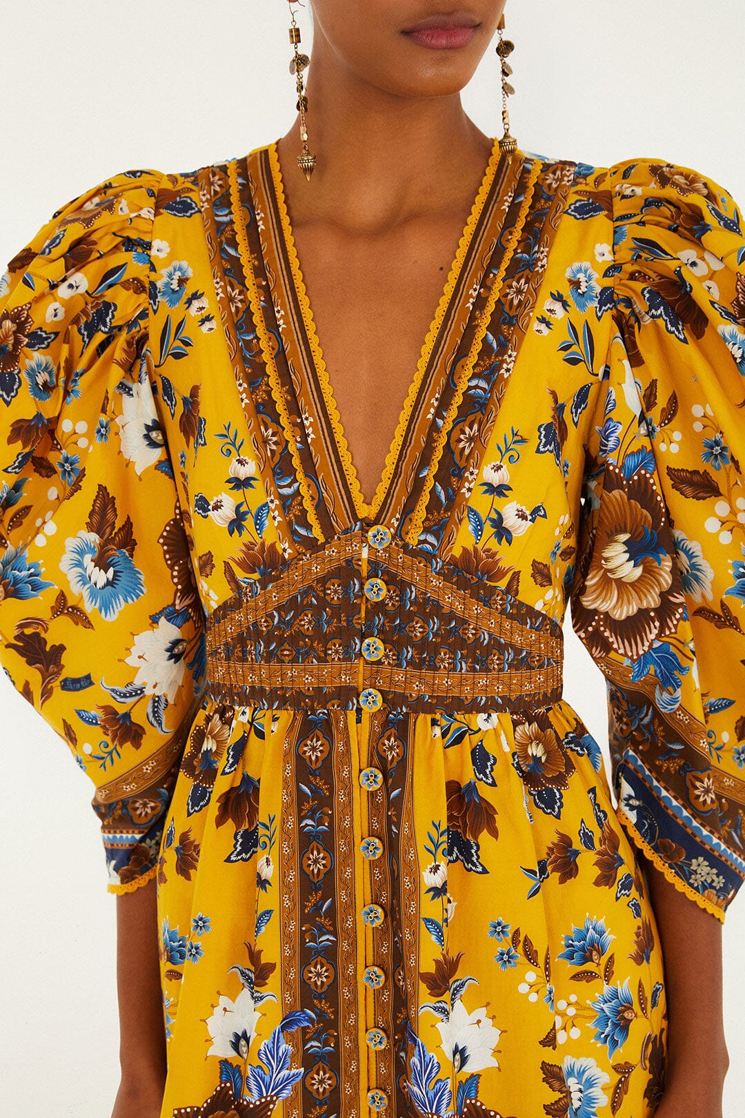 FARM Rio Yellow Flowering Garden Tree Mini Dress | FARM Rio
