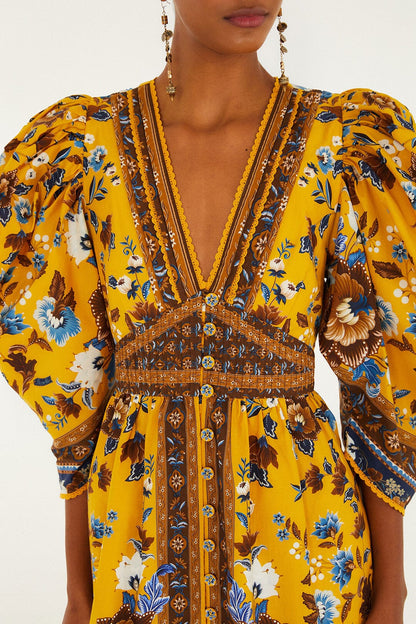 FARM Rio Yellow Flowering Garden Tree Mini Dress | FARM Rio