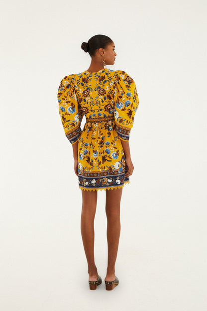 FARM Rio Yellow Flowering Garden Tree Mini Dress | FARM Rio