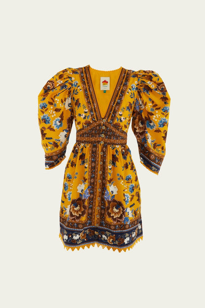 FARM Rio Yellow Flowering Garden Tree Mini Dress | FARM Rio