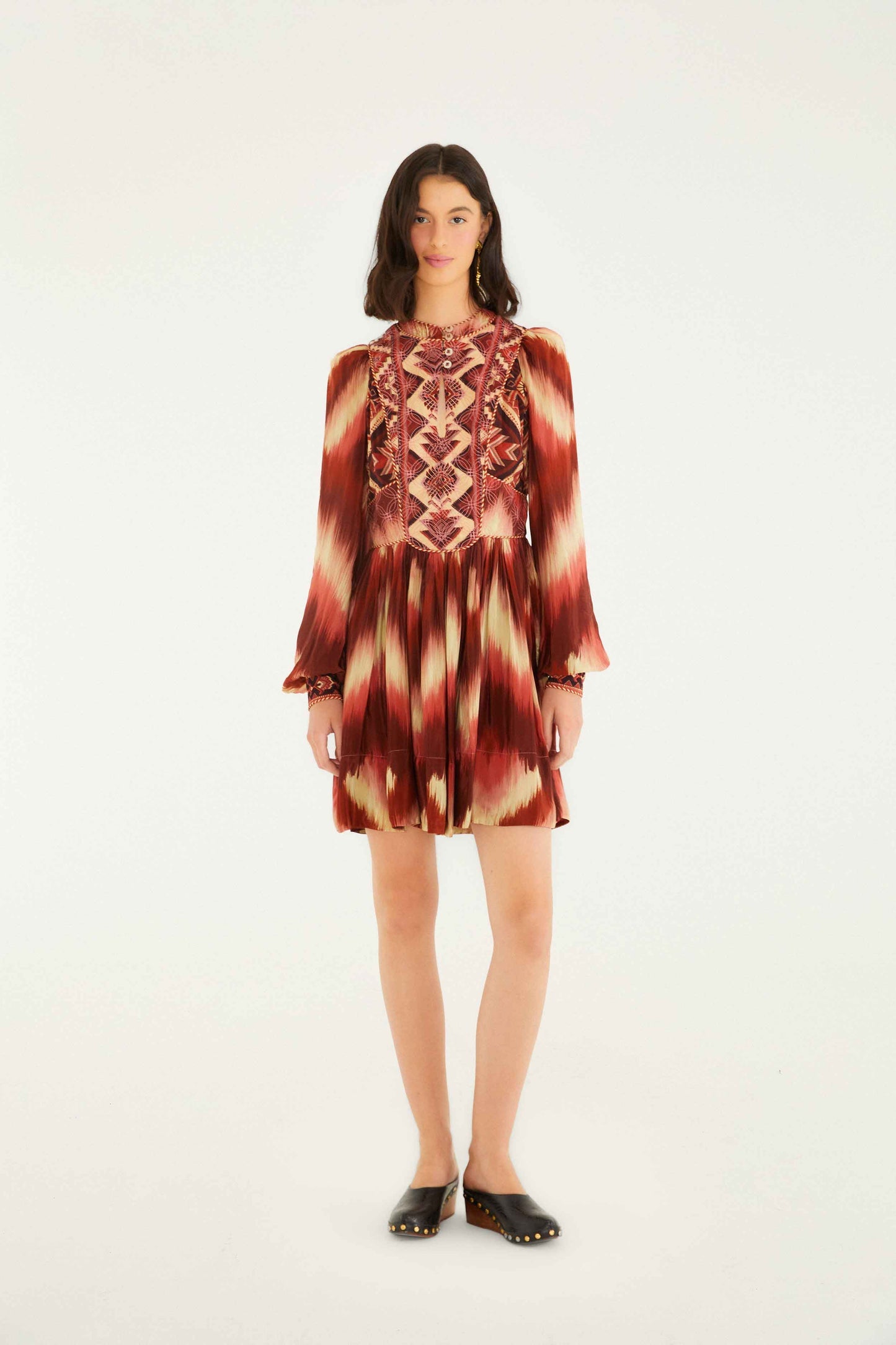 FARM Rio Red Amanda Stripes Tapestry Quilted Mini Dress | FARM Rio