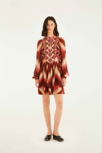 FARM Rio Red Amanda Stripes Tapestry Quilted Mini Dress | FARM Rio