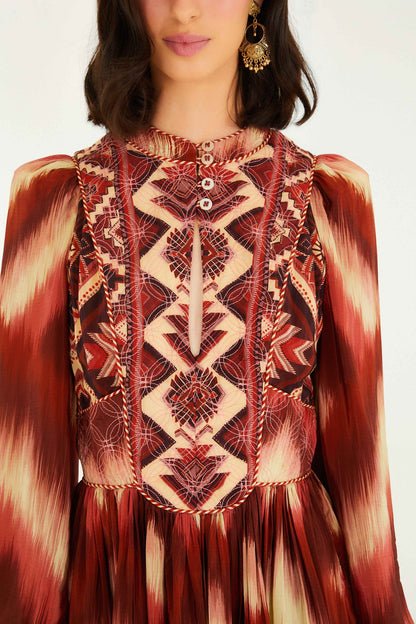 FARM Rio Red Amanda Stripes Tapestry Quilted Mini Dress | FARM Rio