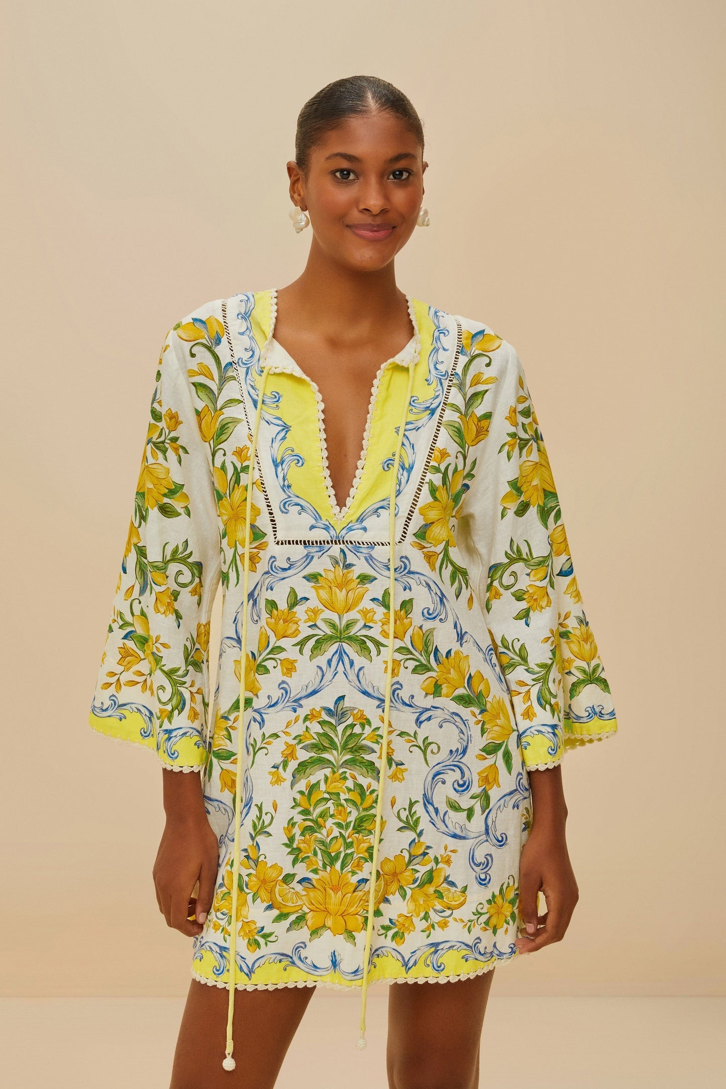 FARM Rio Off-White Sicily LENZING™ ECOVERO™ Euroflax™ Mini Dress