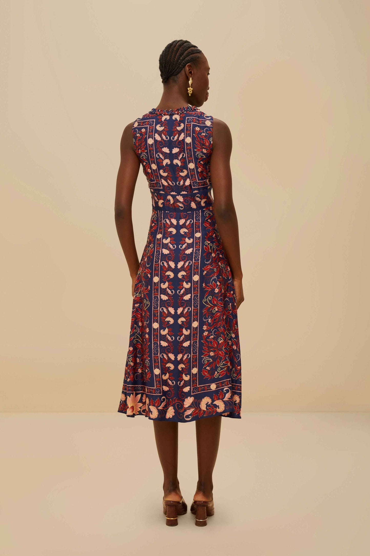 FARM Rio Blue Snake Garden Long Sleeve Mini Dress
