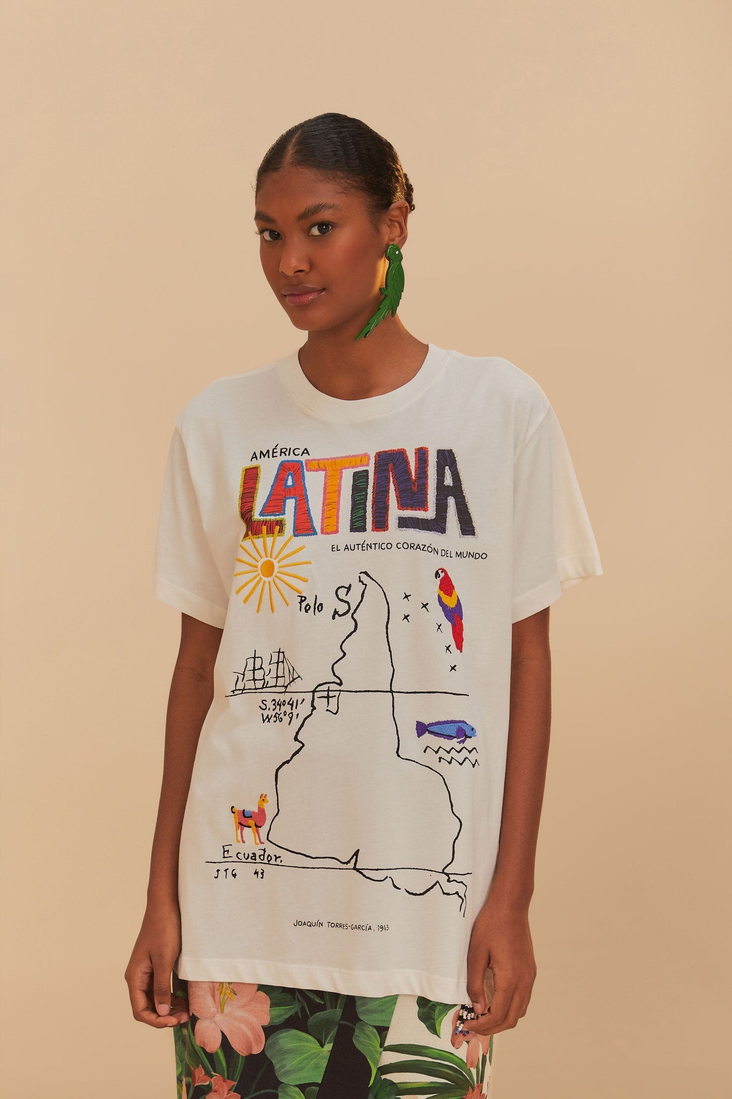 FARM Rio Off-White America Latina Relaxed T-Shirt
