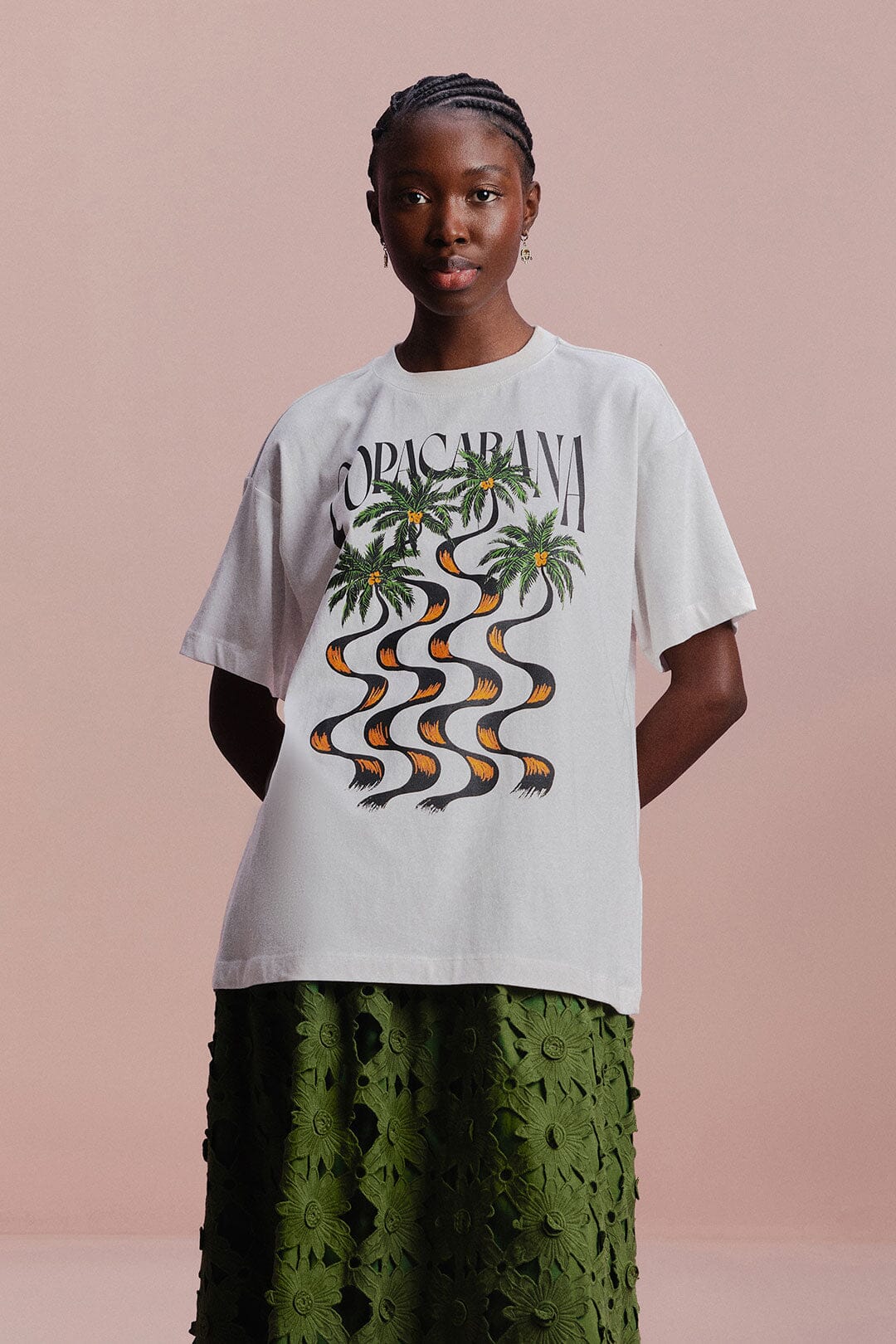 FARM Rio Off-White Copacabana Relaxed Organic Cotton T-Shirt